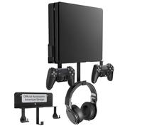 Wall Mount for PS4 Slim, PS4 Slim Wall Mount with Detachable 2 Controller Holder & Headphone Hanger, Metal Stealth Stand for Playstation 4 Slim