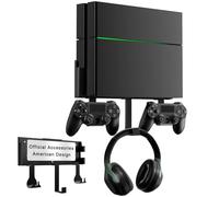 Wall Mount for PS4, Stealth Wall Mount for PS4 Original (Old Model), with Detachable 2 Controller Holder & Headphone Hanger, Mount on The Wall or on The Back of The TV