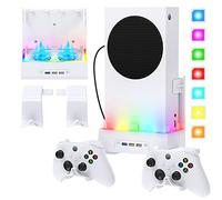 Wall Mount for Xbox Series S with RGB Light and Cooling Fan | Vertical Bracket Mount Kit Accessories with 2 X Controller Holder & Extended USB Ports for Xbox Series S Console