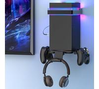 Wall Mount for Xbox Series X/S-Wall Mount Kit with 2 Controller Holder &1 Headset Stand & RGB Light, Xbox series X/S Wall Mounted Bracket Shelf Stand- Safely Organize Your Xbox X/S Series Accessories
