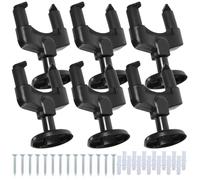 Wall Mount Guitar Hangers 6pcs Set Detachable Black Plastic | Auto Locking Grip, 4 Screw Holes Base, Buckle Install Main Hold Bracket for Guitar and Bass