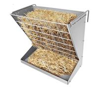 Wall Mount Hay Rack, Heavy-Duty Metal 2 In 1 Hay And Grain Feeder, Livestock Feeder With Adjustable Distance, for Goats, Cattle, Horse(Silver)