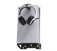 Wall Mount Holder for PS5 Slim Disc Console with Headset Holder and Controller Hooks to Improve Gaming Area Organization and Space Use