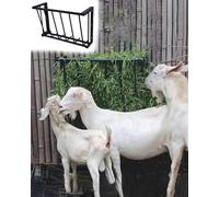 Wall Mount Horse Feeder for Flat Wall, Small Hay Rack Grain Feeders for Goats Sheep Horse Steel Livestock Trough with 25 Gallon Capacity