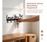 Wall Mount Key Hook Rack Organizer with Love You Bye Lettering Iron Metal | Decorative Modern Design for Entryways and Offices, Quick Installation with Mounting Hardware Included, for Keys and Small