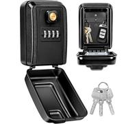 Wall Mount Key Lock Box, Waterproof Lock Box for Keys with Code -Resettable Code Large Capacity Safe Security Outdoor LockBox with 3 Spare Keys for Home Garage Office