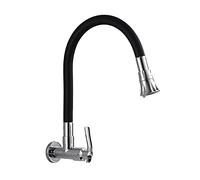 Wall Mount Kitchen Brass Single-Cold Faucet with Dual Function Sprayer, Universal Rotation Sink Tap, Single Handle Hole, Electroplating,A Faucets(Khaki)