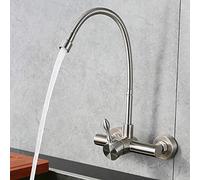 Wall Mount Kitchen faucets, hot and Cold, 304 Stainless Steel, Kitchen Sink Sink Basin washbasin, Spring Universal Swivel, Faucet-B (Color : B)