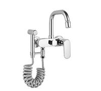 Wall Mount Kitchen Faucets Hot and Cold 360° Rotation with Pressurized Spray Gun Bathroom Faucet-Black(Nero)