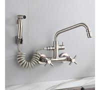wall mount kitchen faucets, pull-out spray gun, 304 stainless steel, two handle kitchen faucet, in-wall,hot water faucet, sink, sink, laundry pool-Seven-character tube single water
