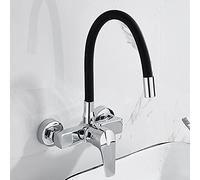 Wall Mount Kitchen Faucets Universal Rotation Hot and Cold Water Brass Rust Anti-Leak Bathroom Sink Faucet-D(B)
