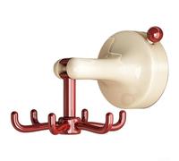 Wall Mount Kitchen Organizer with Suction Cups, 6 Rotating Hangers for Efficient Storage of Kitchen Tools, No Drill Installation Required, Plastic PET Material (Retro Red)