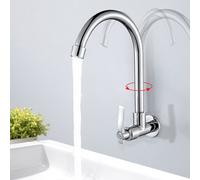 Wall Mount Kitchen Sink Faucet 360 Degree Rotation Single Cold Tap