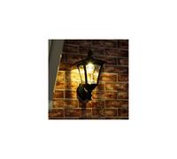 Wall Mount Lantern - Black - Solar Powered - Warm White LEDs - Dual Brightness by Festive Lights