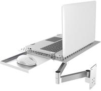 Wall Mount Laptop Stand - Adjustable Foldable Holder with Mouse Tray, Space Saving Design for Home Office Gaming Workstation
