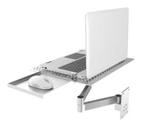 Wall Mount Laptop Stand, Mouse Arm Mount Tray, Vented Cooling Aluminum Platform, Full Motion Articulating Arm Holds Up To 8KG For Home Office Workstation