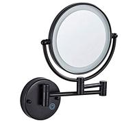 Wall Mount LED Lighted Makeup Mirror 5X Magnifying Touch Sn Cosmetic Mirror 360° Swivel Extendable Two Sided Vanity Mirror for Bathroom, Concealed Install, Black
