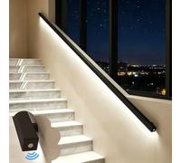 Wall-Mount LED Motion Sensor Night Light Auto On/Off Metal il Light for Stairs & Railing Square Luminous Design Black 115cm (45.3in)