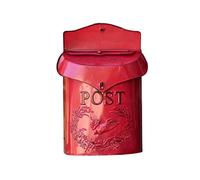 Wall Mount Letterbox Post Box Mailbox Suggestion Box Vintage Iron Distressed Metal Country House Outdoor Home Decoration (Red)
