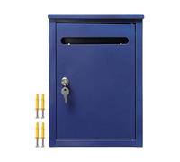 Wall Mount Lockable Mailbox Anti Ruse Easy Installation House Large Drop Box Blue