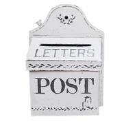 Wall Mount Mail Boxes for House Outside, Aged Shabby Vintage Metal Embossed Mailbox for Decor Garden, 11 * 5 * 16 in, White