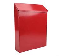 Wall Mount Mailbox for Home and Garden - Lockable Iron Mailbox with 2 Keys, Rustic Vintage Design, Outdoor Metal Letterbox Decor for Wall(Red)