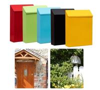 Wall Mount Mailbox, Lockable Iron Letter Box with 2 Keys for Home Office Garden, Rustic Decorative Suggestion Box in Yellow Blue Green Red Black