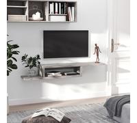 HOMCOM Wall Mounted Floating Tv Stand Shelf Granite Effect, Grey