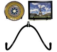 Wall Mount Metal Display Stand, Black Easel Plate Display Photo Holder Stand, Displays Picture Frames, Decorative Plates, Tablet and Art, Home Decoration, Come with Anchors and Screws.