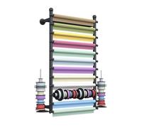 Wall Mount Organizer Rack for Ribbon and Wrapping Paper - Space-Saving Storage Solution for Crafting, Sewing, and Gift Wrapping