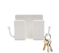 Wall Mount Phone Holder - Self-Adhesive Cell Phone Stand | Multi-Functional Mobile Holder With Hooks | Unique Organizer Bracket For Home Office Travel Bedroom Living Room Storage Accessories