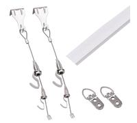 Wall Mount Picture Rail Hooks and Wire Steel, Sliding Photo Hanging Display String for Living Room/Bedroom/Dining Room, Heavy Duty