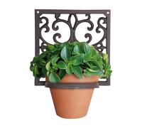 Wall Mount Plant Pot Holder Cast Iron Rustic Square Decorative Bracket Garden
