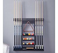 Wall Mount Pool Cue Rack for 8 Cues, Solid Wood Storage Organizer for Billiards Table Accessories