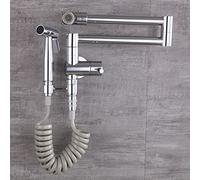 Wall Mount Pot Filler Faucet Double Joint Spout Kitchen Mixer Tap Single Cold Water with Sprayer Dual Mode Easy Install Stylish Design for Home Chefs