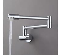 Wall Mount Pot Filler Faucet - Double Joint Spout Kitchen Mixer Tap with Single Cold Water Dual Mode Spray Single Lever Design for Easy Use
