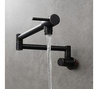 Wall Mount Pot Filler Faucet, Single Cold Water Kitchen Tap with Double Joint Nozzle, 360 Swivel Dual Lever Mixer, for Filling Pots on Stove
