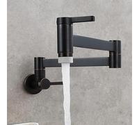 Wall Mount Pot Filler Faucet, Single Cold Water Kitchen Tap with Double Joint Nozzle, 360 Swivel Dual Lever Mixer, for Filling Pots on Stove