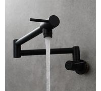 Wall Mount Pot Filler Faucet, Single Cold Water Kitchen Tap with Double Joint Nozzle, 360 Swivel Dual Lever Mixer, for Filling Pots on Stove