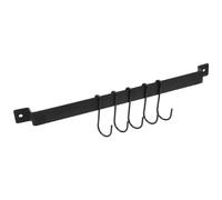 Wall Mount Pot Rack,435mm Industrial Hanging Rail Kitchen Utensils Hanger Organiser,Lid Holder,with 10x S Hooks,Black