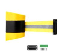Wall Mount Queue Barrier Belt, Retractable Barrier, with ABS plastic housing, 5/10 m arning Belt People Guidance System, ‘reflective strip’ printed on both sides (10M)