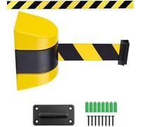 Wall Mount Queue Barrier Belt, Retractable Barrier, with ABS plastic housing, 5/10 m arning Belt People Guidance System (5M)