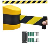 Wall Mount Retractable Barrier, Safety Cordon Barrier, Wall Mounted Pull Out Queue Belt, Queuing Safety Tape Cordon (Yellow/Red) - 3/5/10m For Outdoor Parking Lot Retail Stores A(Size:5M,Color:Yellow)