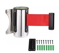 Wall Mount Retractable Belt Barrier for Crowd Control, 3.3/6.5/9.8/16.4/32 Foot Red Belt for Grocery, Retail Store, Office