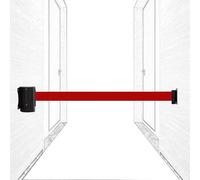 Wall Mount Retractable Belt Barrier for Crowd Control, 5M Retractable Red Belt, Indoor & Outdoor Queue Barrier, Do Not Cross Caution Tape