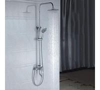 Wall Mount Rods 3 Functions System With Shelf With Hand Faucet Set For Rod With Head Rain Height Adjustable