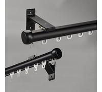Wall Mount Roman Curtain Rod ty Sliding Drape Track System with Aluminum Brackets Ideal for Living Room & Bedroom Dividers 4.7M/15.4FT Black