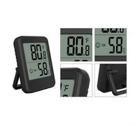 Wall Mount Room Thermometer Hygrometer Magnetic Back(Black) | Large clear LCD digits, real-time data, minimalist white or black design, for instant visual check