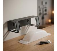 Wall Mount Router Holder Adjustable Carbon Steel WiFi Shelf for Modem Cable Box - No Drill Network Device Bracket with Cable Management for TV Setup(Black A)