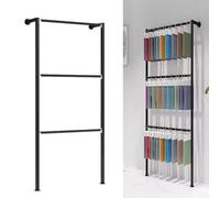 Wall Mount Scarf Organizer - Open Curtain Home Textile Sample Display Stand, Metal Fabric Rack for Shawls, Sheets & Curtains, Commercial Use, Black 120x25x200cm